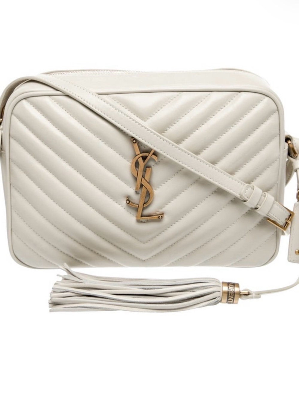 Saint Laurent Cream Chevron Lou Camera